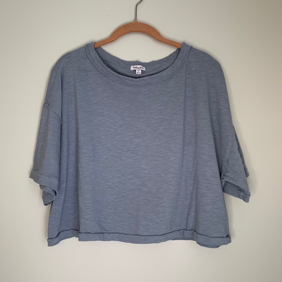 Splendid Tops - Splendid Oversized Crew Neck Crop Top Blue Sz XS